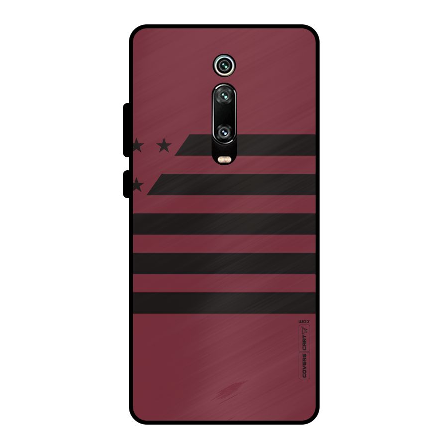 Maroon Star Striped Metal Back Case for Redmi K20