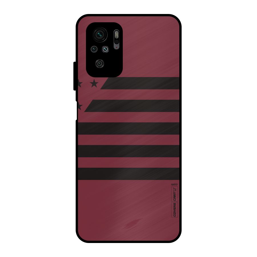 Maroon Star Striped Metal Back Case for Redmi Note 10S