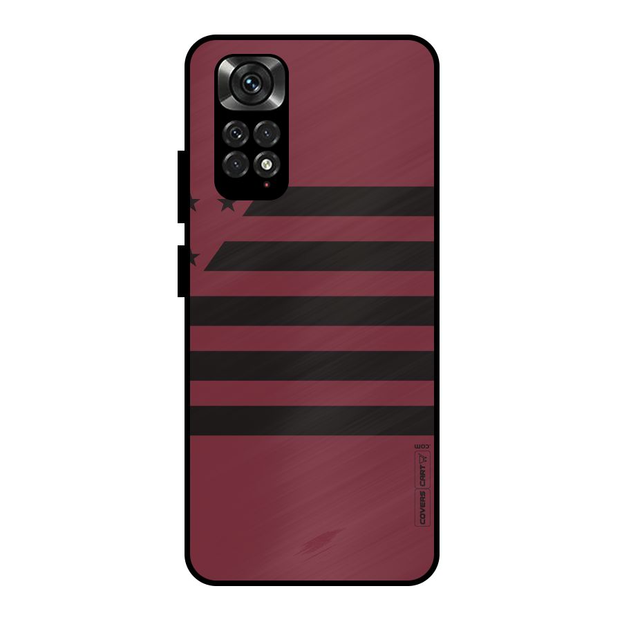 Maroon Star Striped Metal Back Case for Redmi Note 11 Pro
