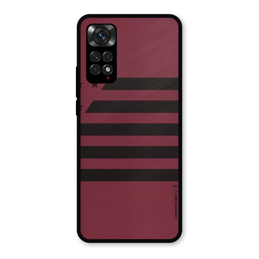 Maroon Star Striped Metal Back Case for Redmi Note 11s