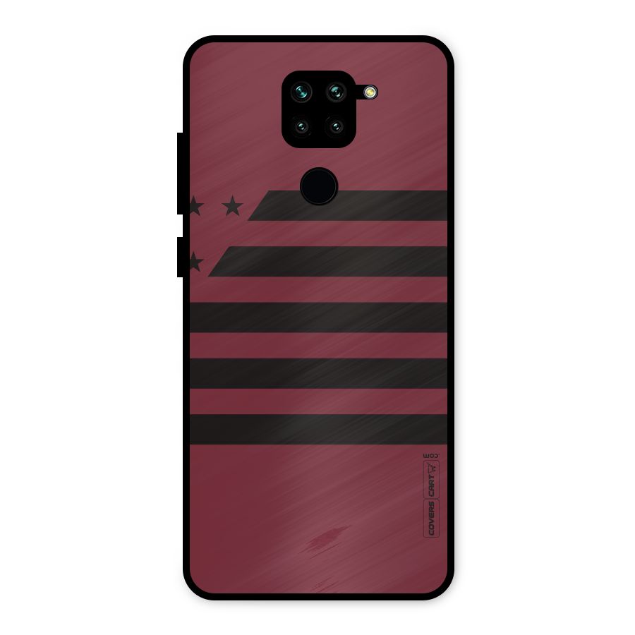 Maroon Star Striped Metal Back Case for Redmi Note 9