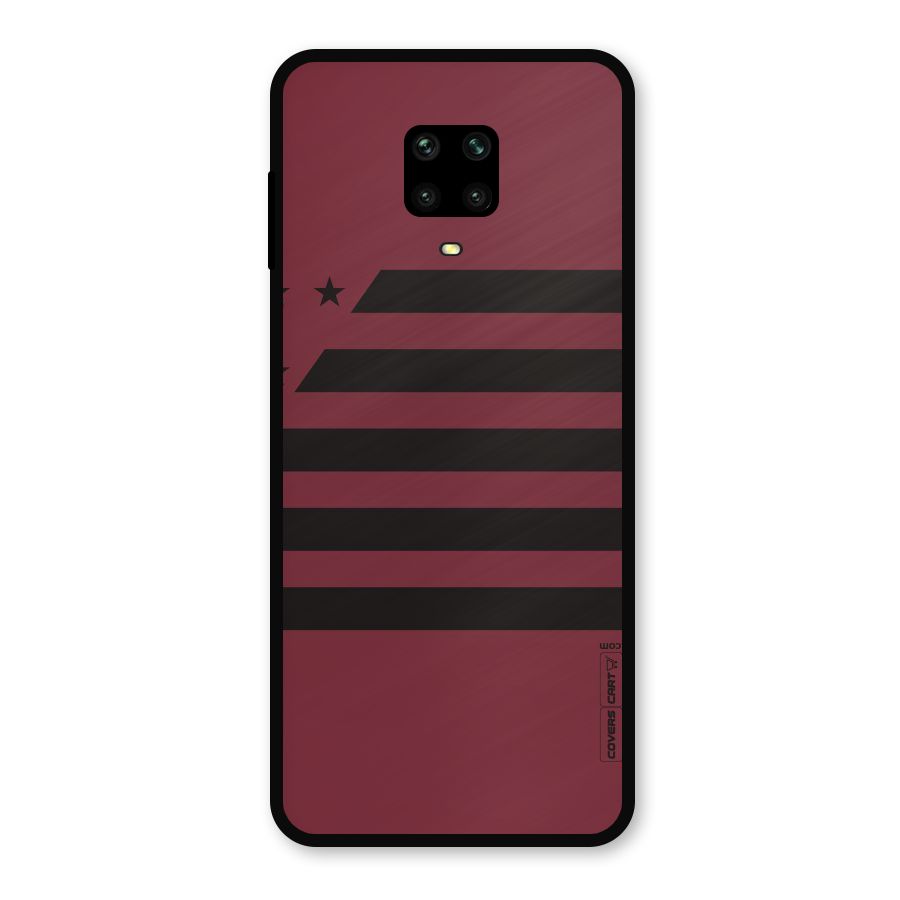 Maroon Star Striped Metal Back Case for Redmi Note 9 Pro