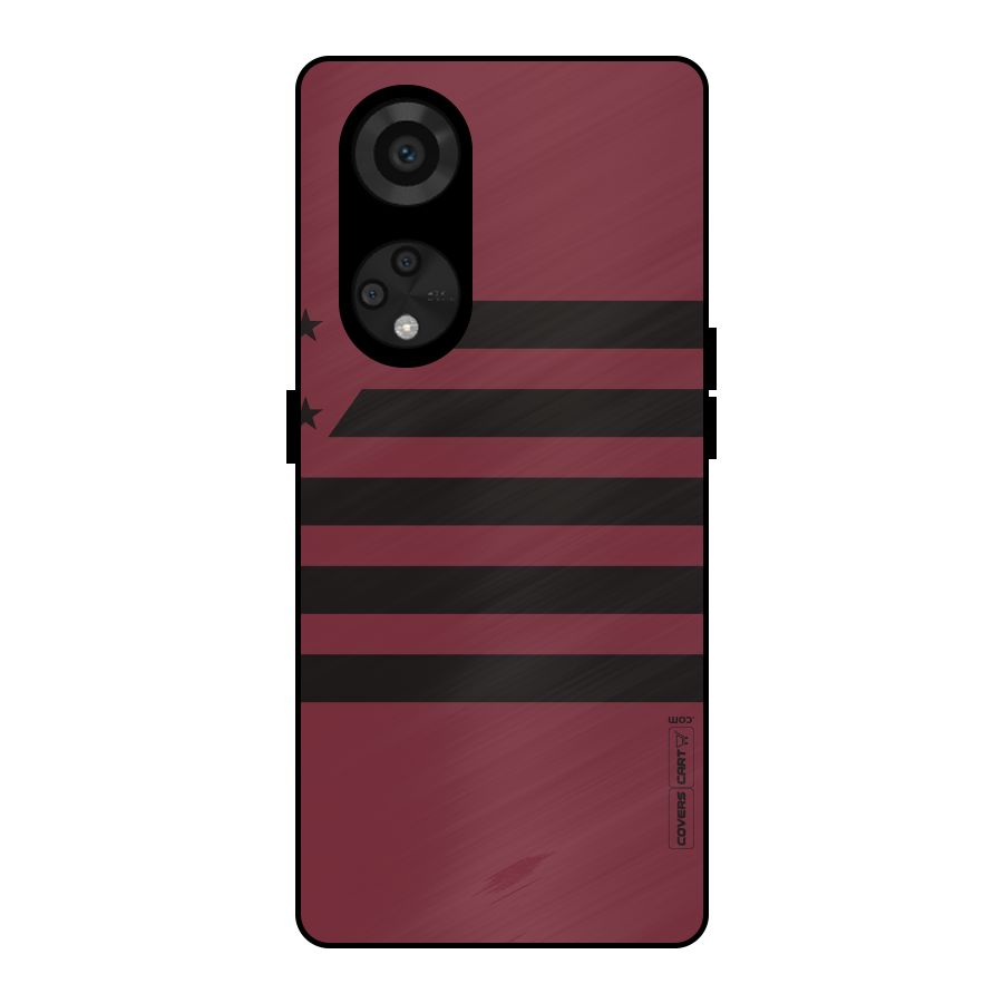 Maroon Star Striped Metal Back Case for Reno8 T 5G