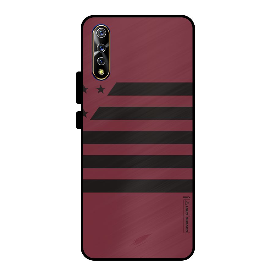 Maroon Star Striped Metal Back Case for Vivo S1