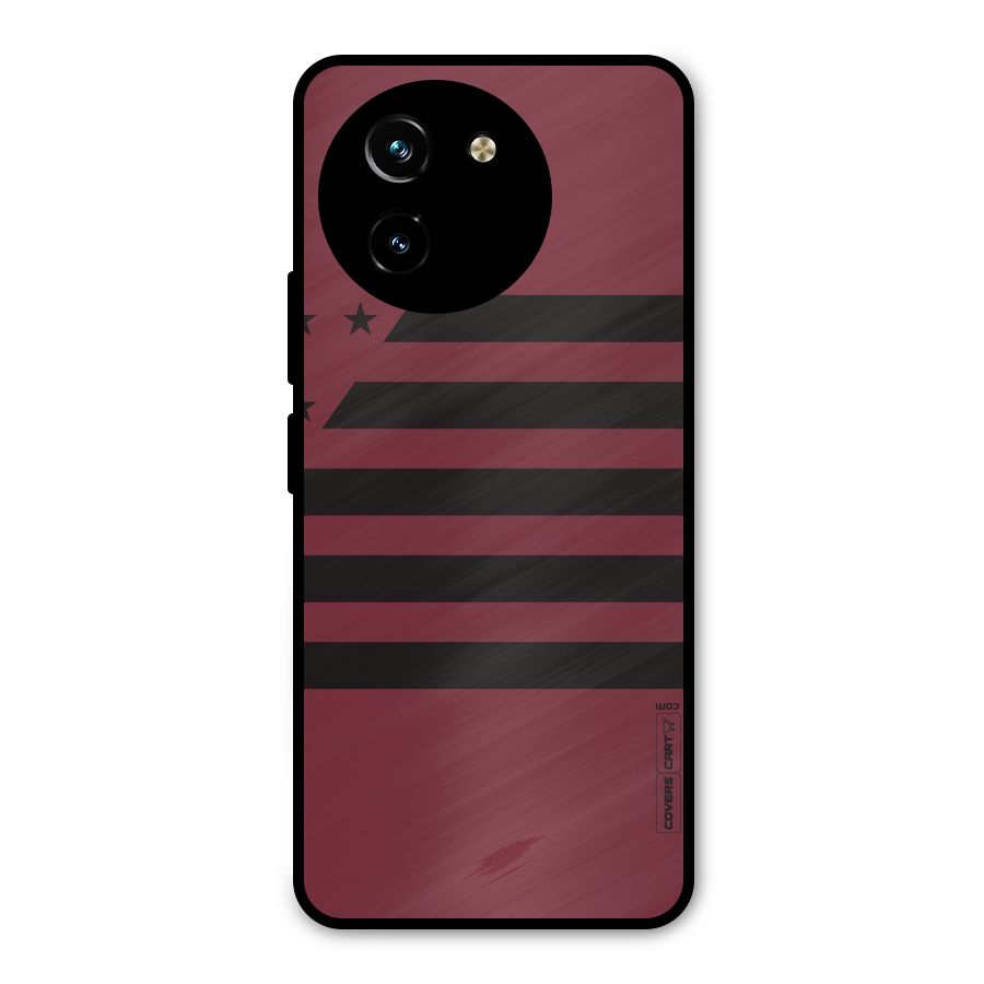 Maroon Star Striped Metal Back Case for Vivo T3x