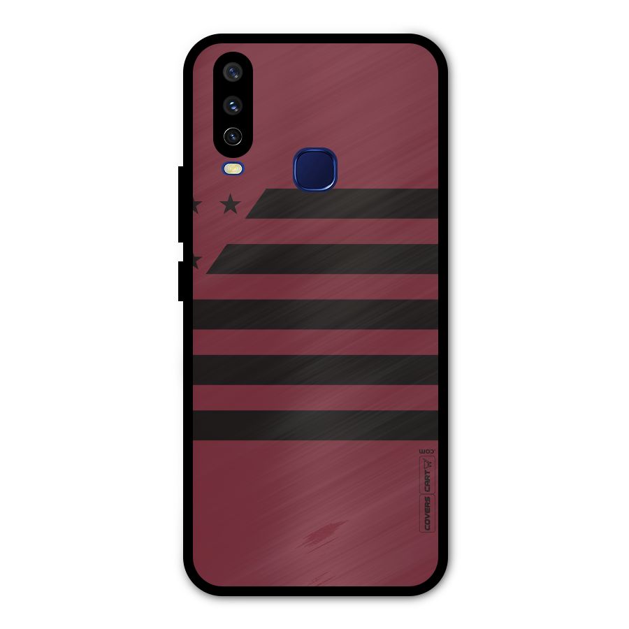 Maroon Star Striped Metal Back Case for Vivo V17
