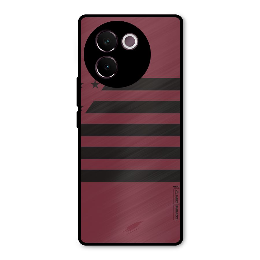 Maroon Star Striped Metal Back Case for Vivo V30e