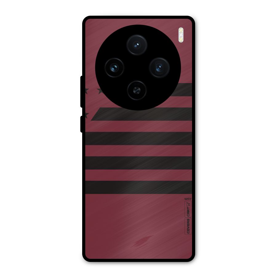 Maroon Star Striped Metal Back Case for Vivo X100