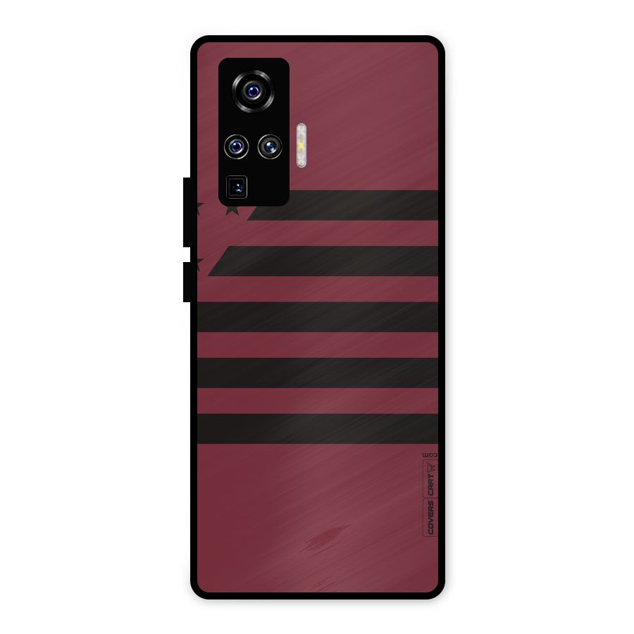 Maroon Star Striped Metal Back Case for Vivo X50 Pro