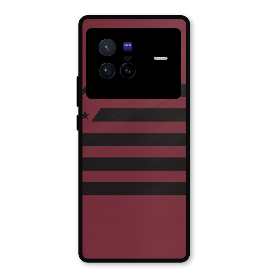 Maroon Star Striped Metal Back Case for Vivo X80