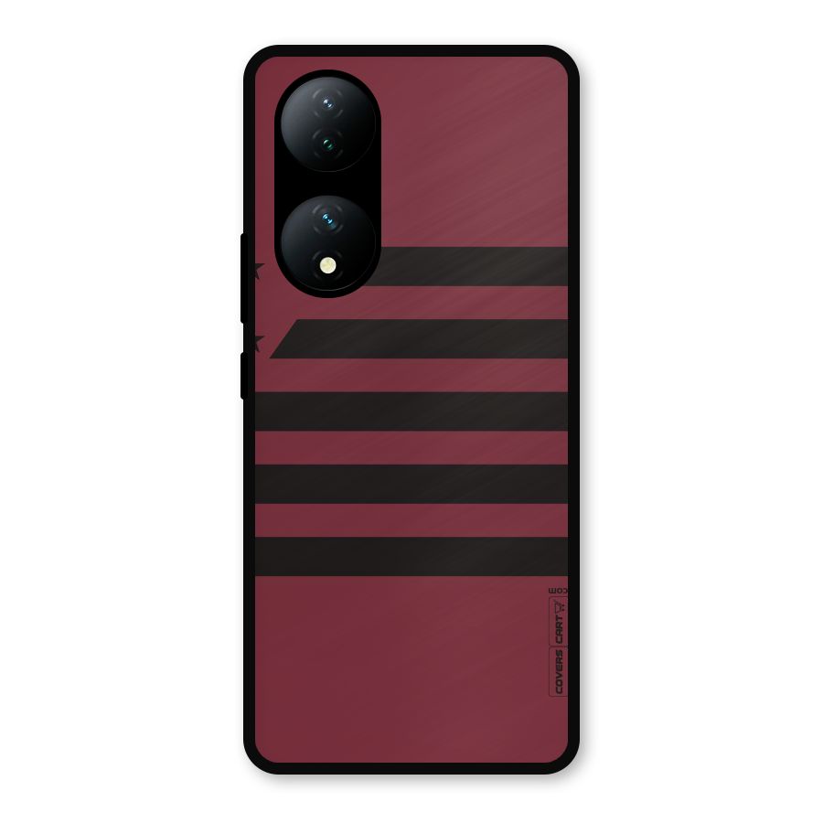 Maroon Star Striped Metal Back Case for Vivo Y100