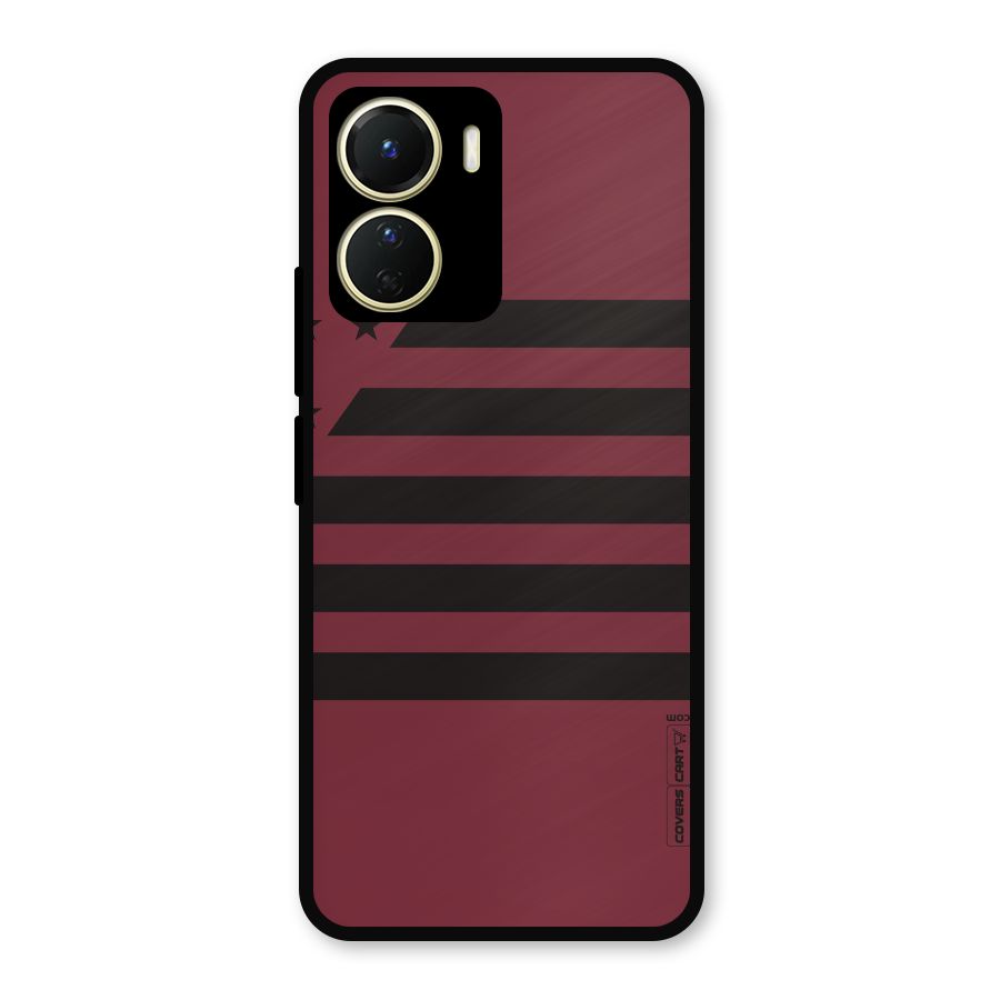 Maroon Star Striped Metal Back Case for Vivo Y16