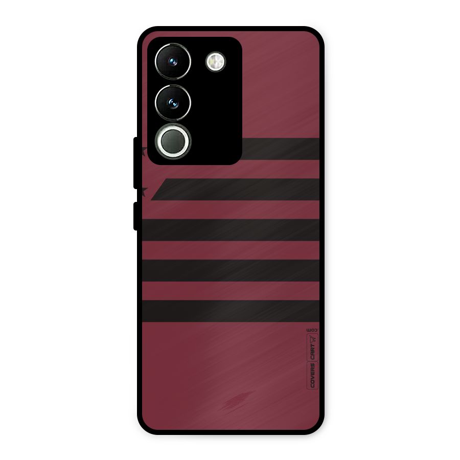 Maroon Star Striped Metal Back Case for Vivo Y200