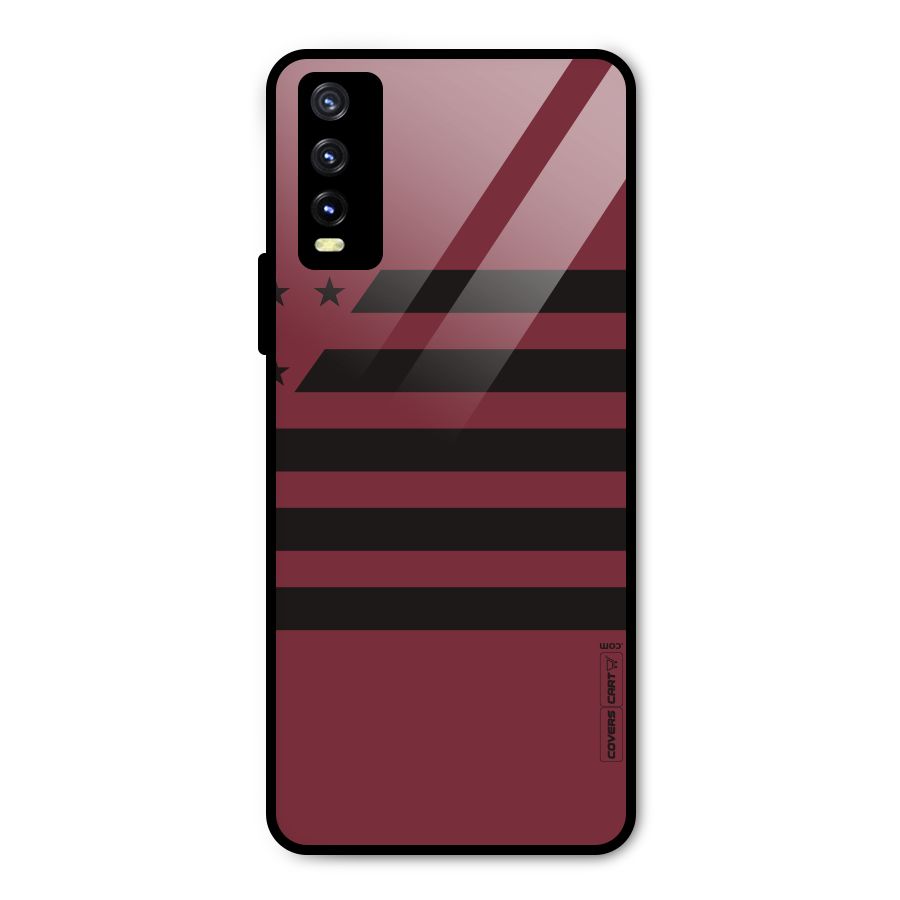 Maroon Star Striped Metal Back Case for Vivo Y20t