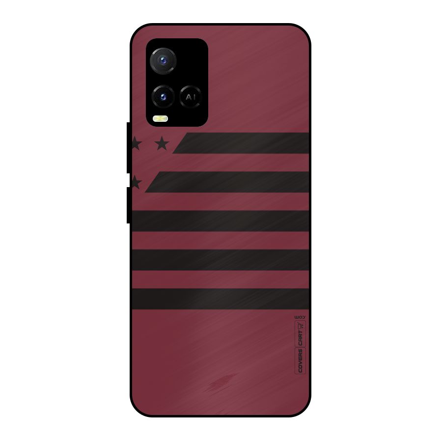 Maroon Star Striped Metal Back Case for Vivo Y21A