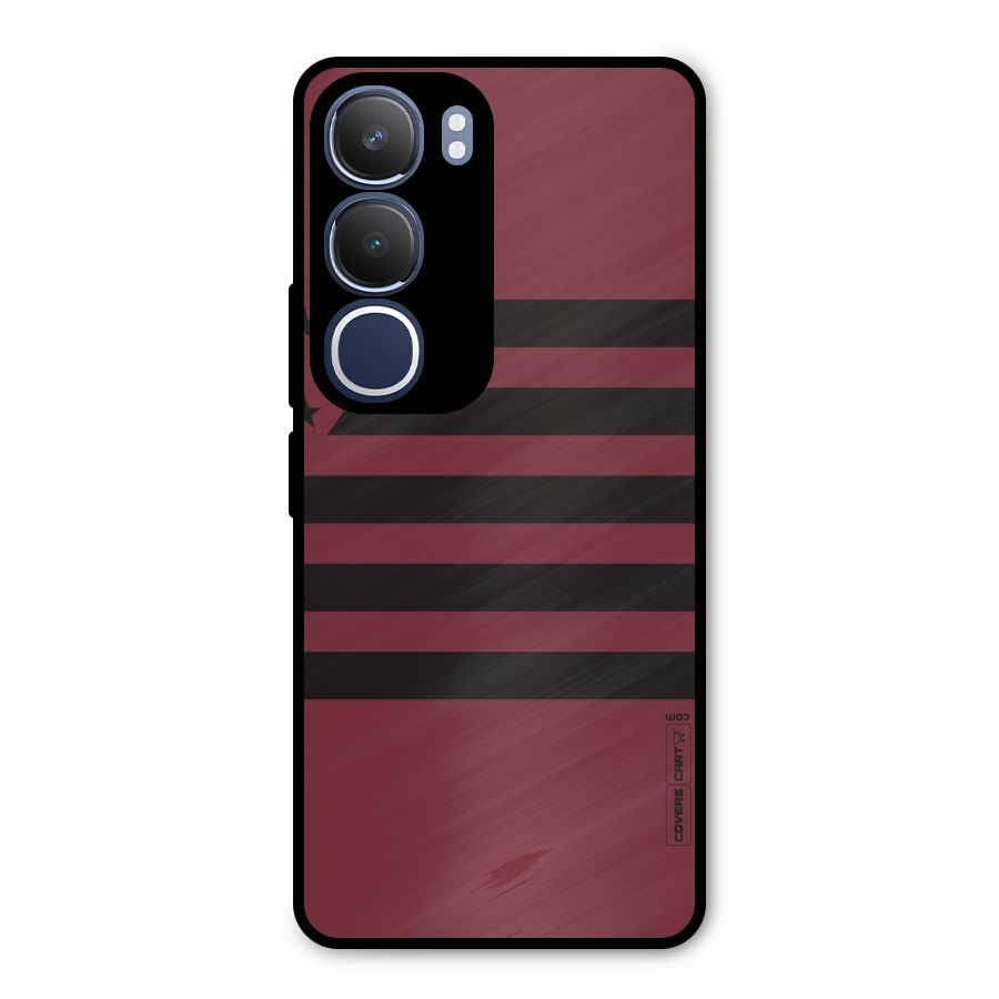 Maroon Star Striped Metal Back Case for Vivo Y29