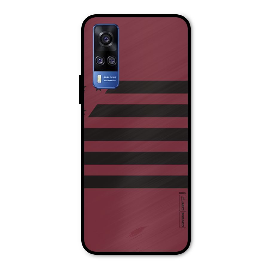 Maroon Star Striped Metal Back Case for Vivo Y31