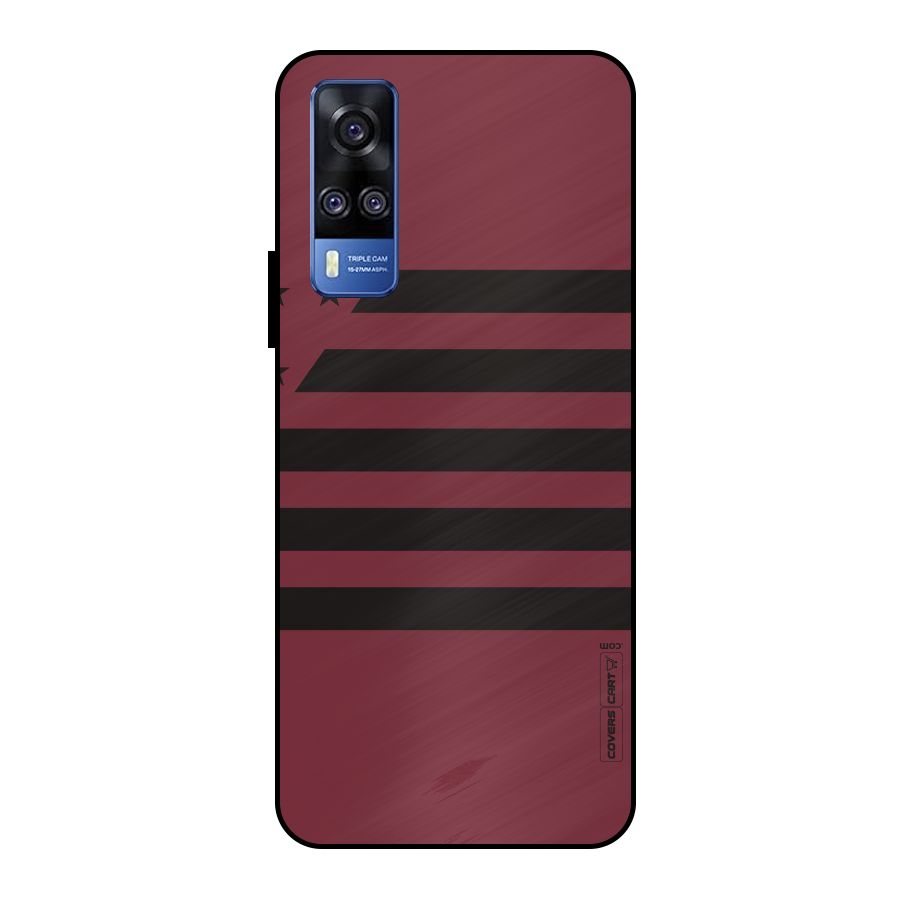 Maroon Star Striped Metal Back Case for Vivo Y51