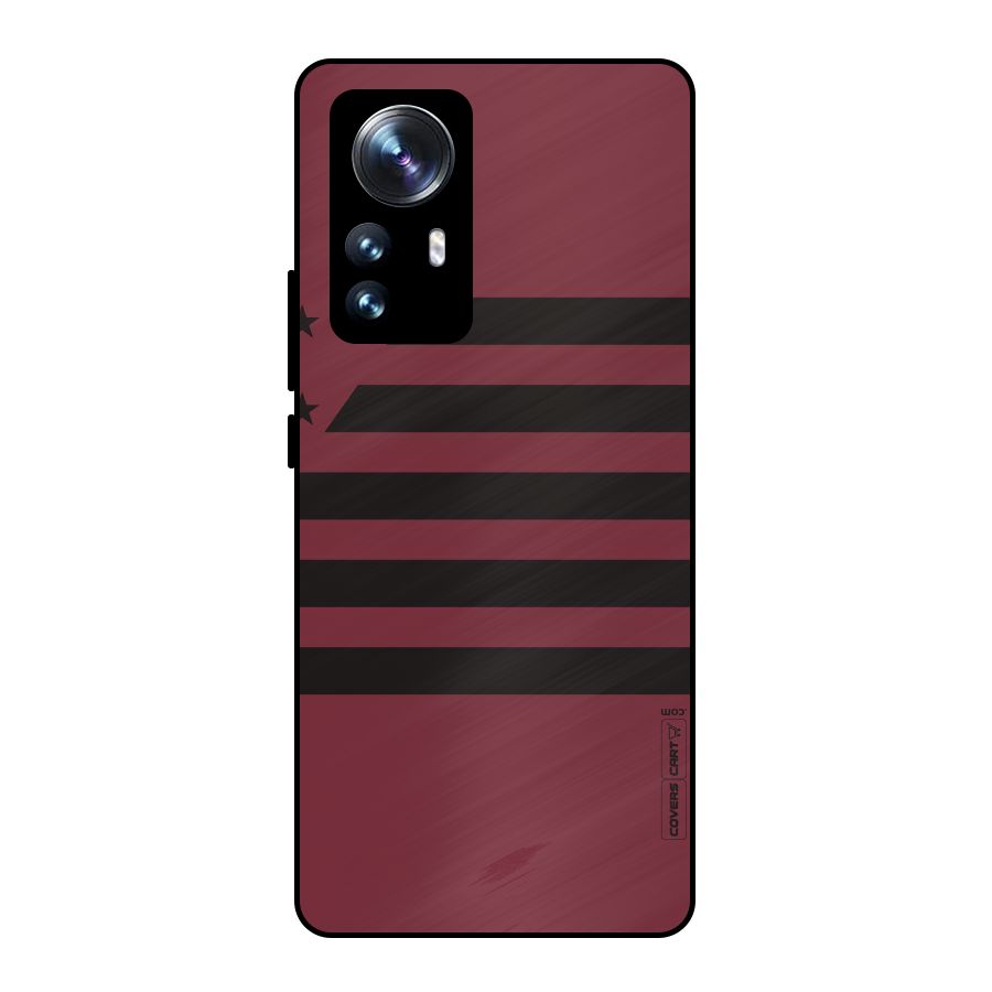 Maroon Star Striped Metal Back Case for Xiaomi 12 Pro