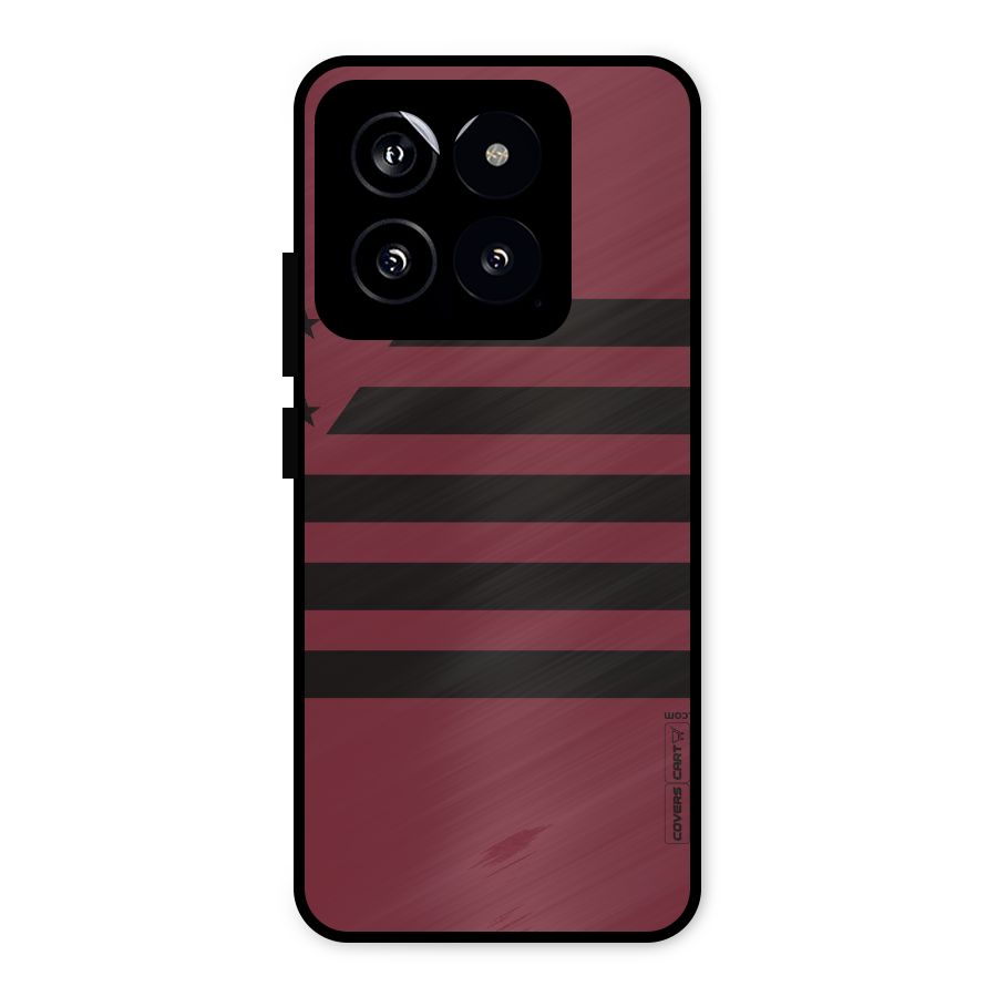 Maroon Star Striped Metal Back Case for Xiaomi 14