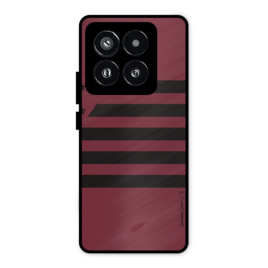 Maroon Star Striped Metal Back Case for Xiaomi 14 Pro