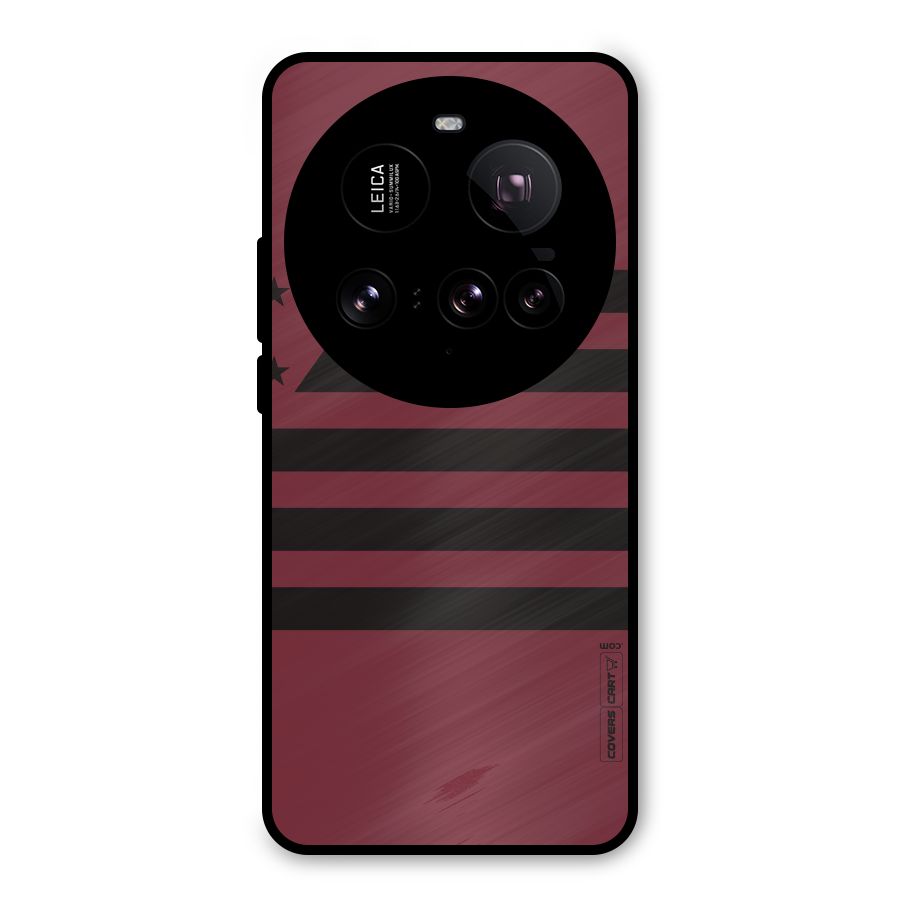 Maroon Star Striped Metal Back Case for Xiaomi 15 Ultra