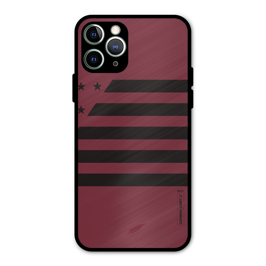 Maroon Star Striped Metal Back Case for iPhone 11 Pro Max