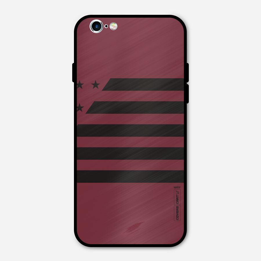 Maroon Star Striped Metal Back Case for iPhone 6 6s