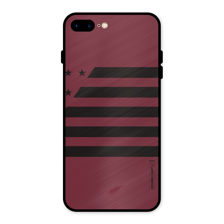 Maroon Star Striped Metal Back Case for iPhone 7 Plus