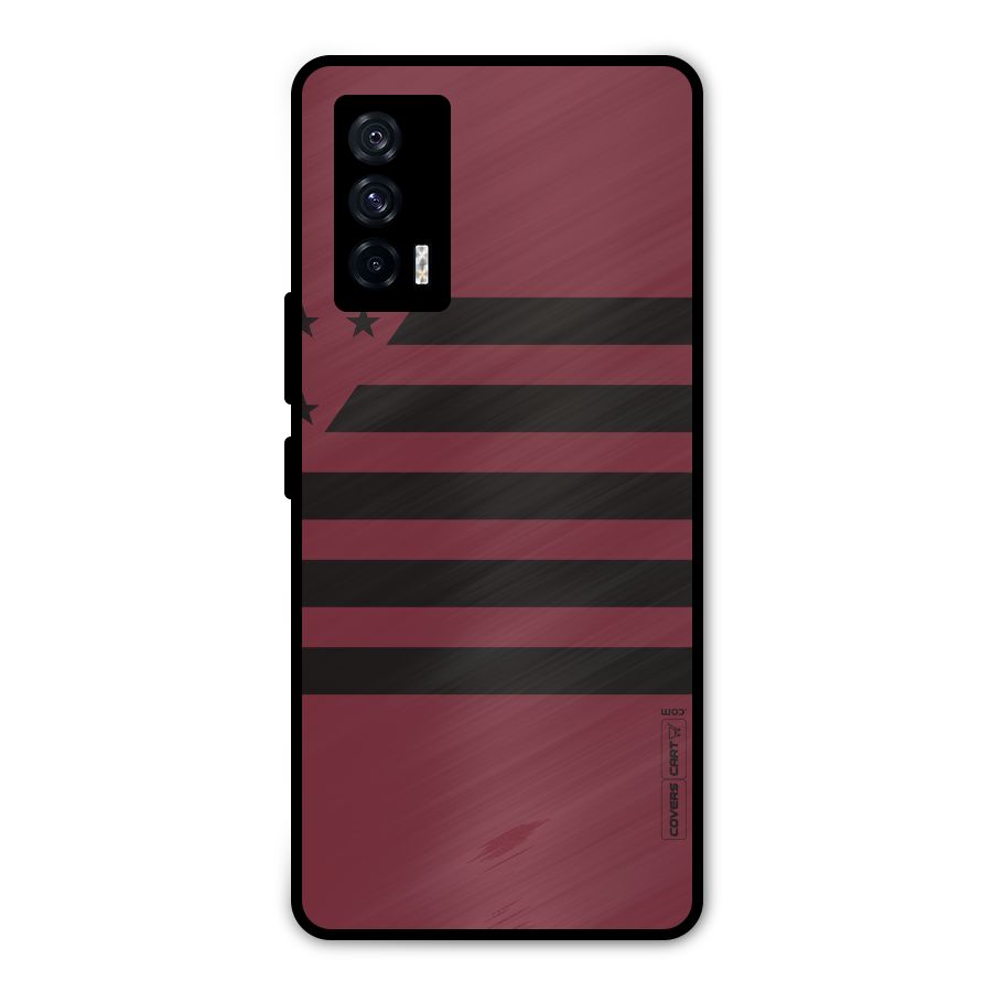Maroon Star Striped Metal Back Case for iQOO 7 5G