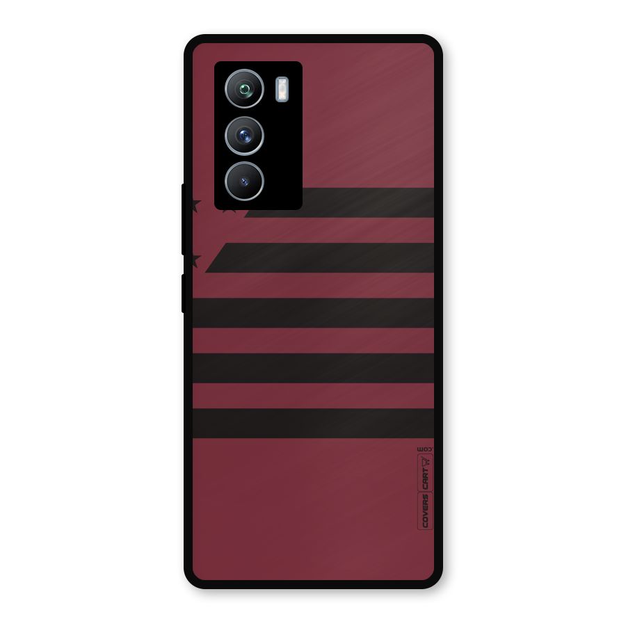 Maroon Star Striped Metal Back Case for iQOO 9 SE