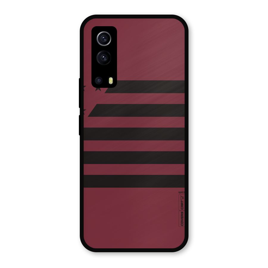 Maroon Star Striped Metal Back Case for iQOO Z3