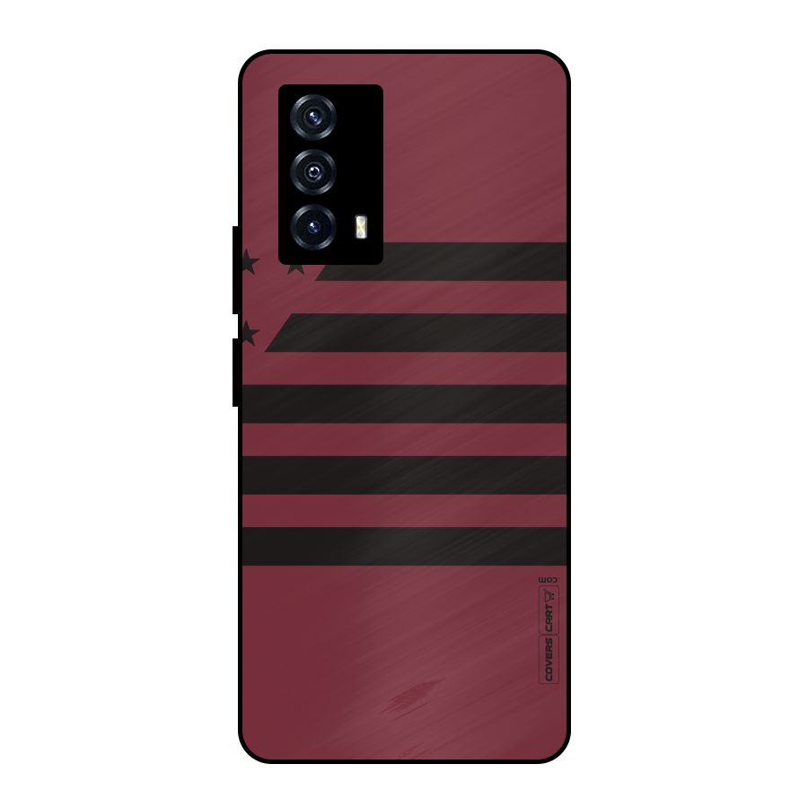 Maroon Star Striped Metal Back Case for iQOO Z5