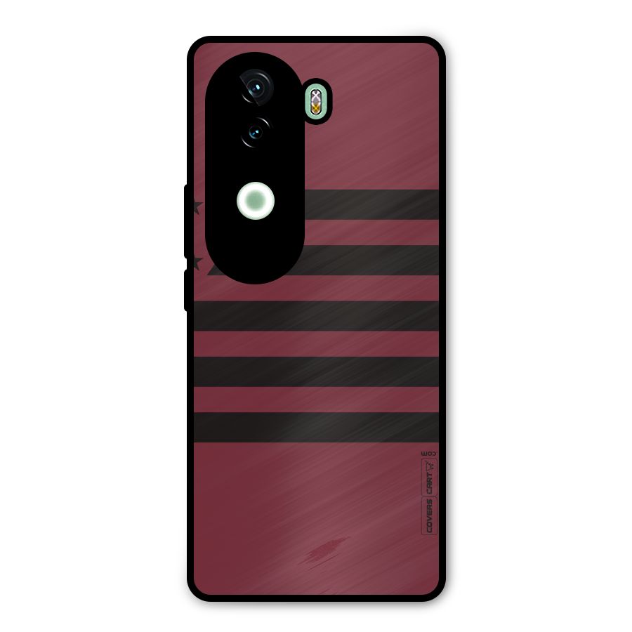 Maroon Star Striped Metal Back Case for iQOO Z9s
