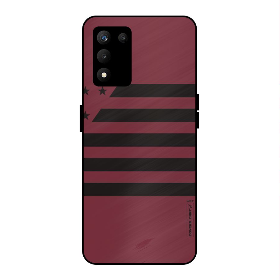 Maroon Star Striped Metal Back Case for realme 9 5G SE