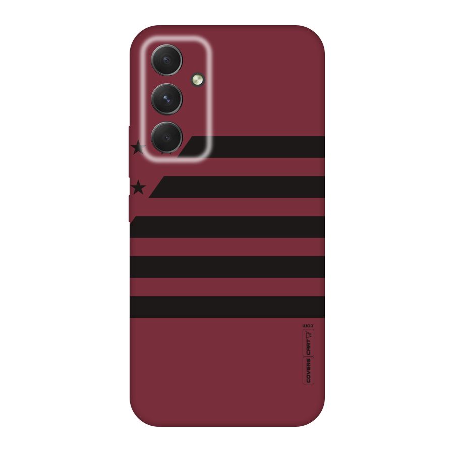 Maroon Star Striped Original Polycarbonate Back Case for Galaxy A54