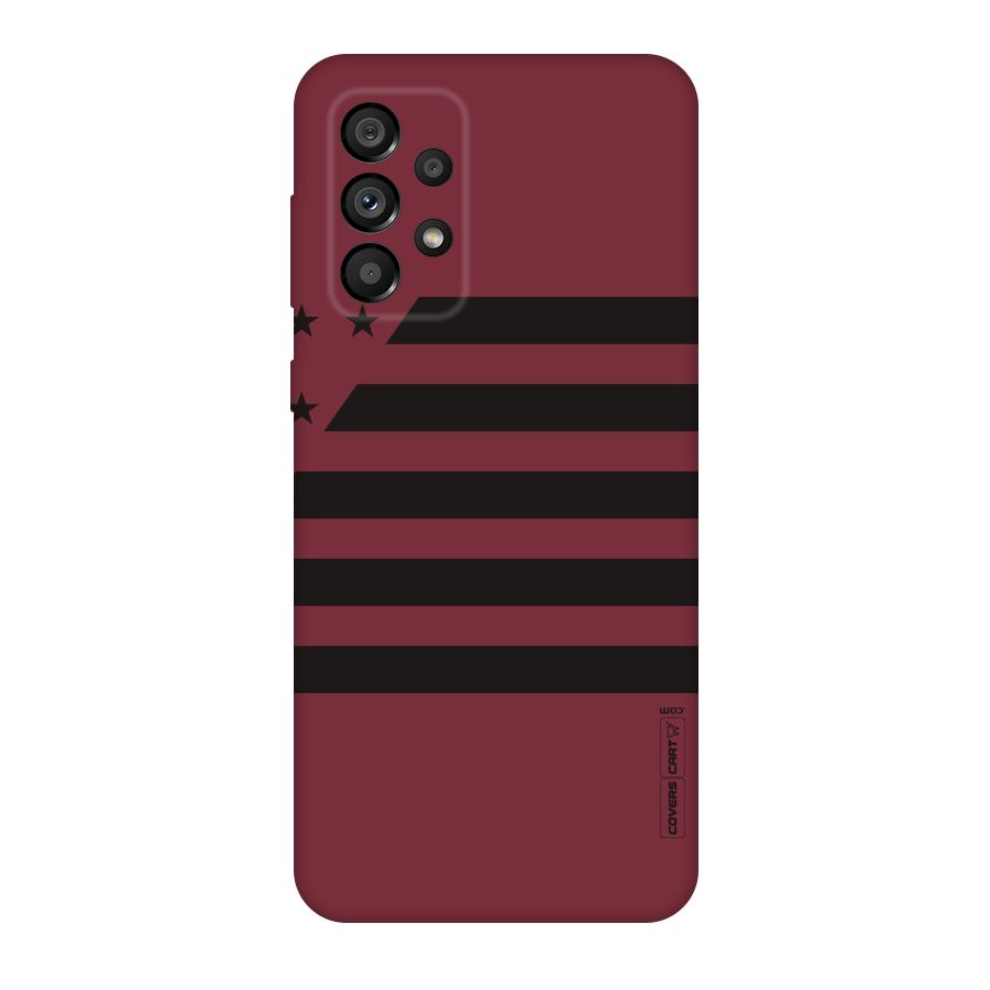 Maroon Star Striped Original Polycarbonate Back Case for Galaxy A73 5G