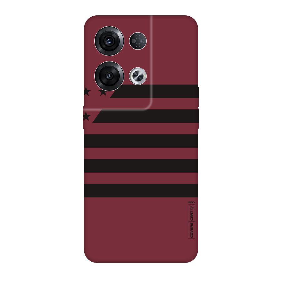 Maroon Star Striped Original Polycarbonate Back Case for Oppo Reno8 Pro 5G