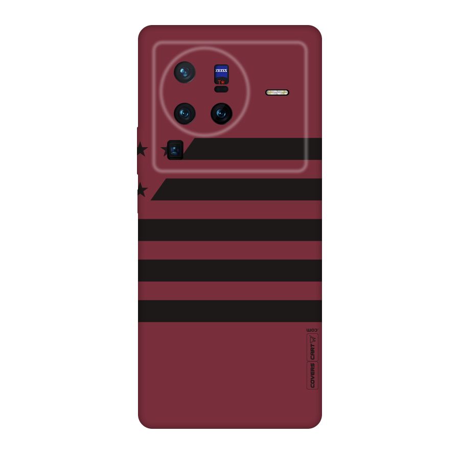Maroon Star Striped Original Polycarbonate Back Case for Vivo X80