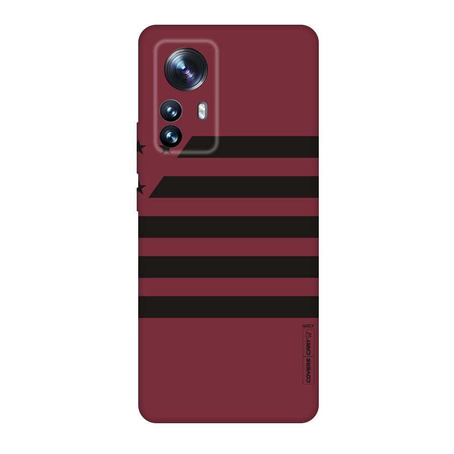 Maroon Star Striped Original Polycarbonate Back Case for Xiaomi 12 Pro