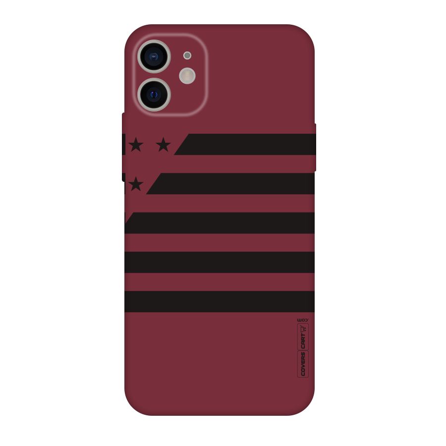 Maroon Star Striped Original Polycarbonate Back Case for iPhone 11