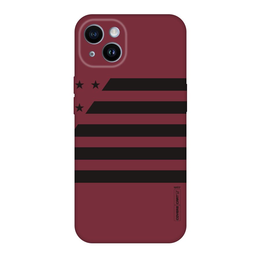Maroon Star Striped Original Polycarbonate Back Case for iPhone 14