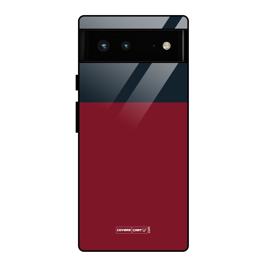 Maroon and Navy Blue Glass Back Case for Google Pixel 6