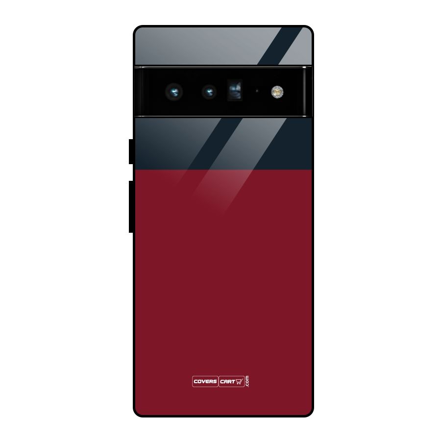 Maroon and Navy Blue Glass Back Case for Google Pixel 6 Pro