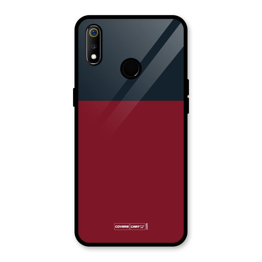 Maroon and Navy Blue Glass Back Case for Realme 3i