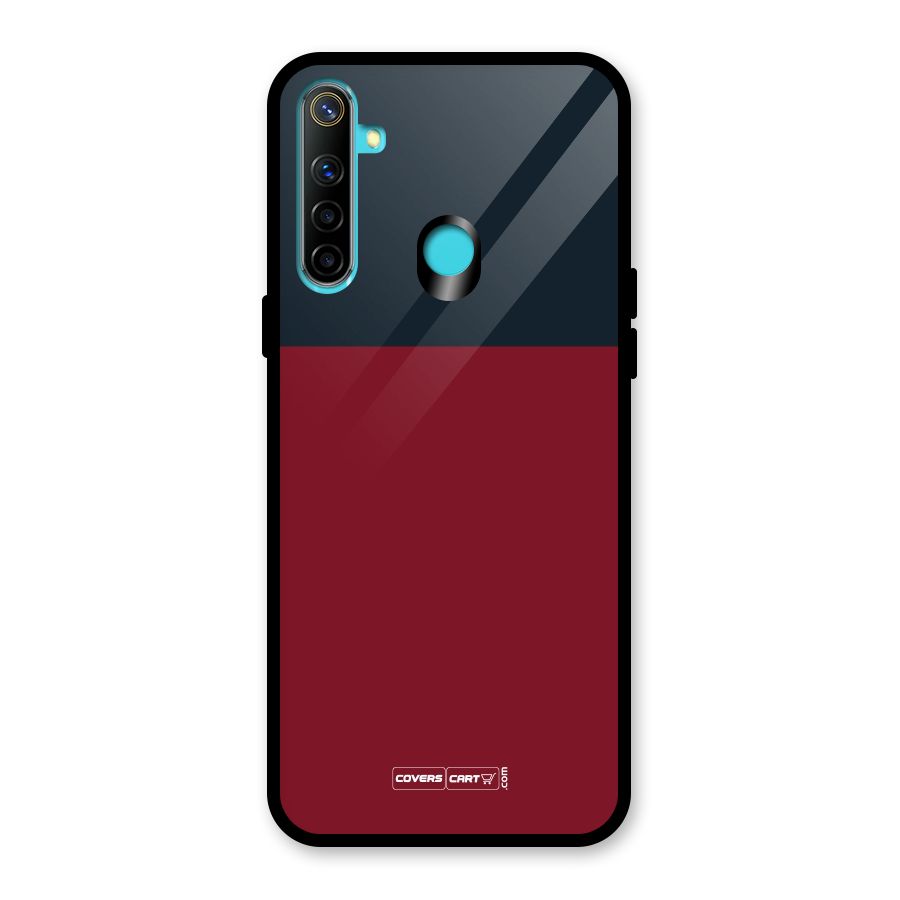 Maroon and Navy Blue Glass Back Case for Realme 5i