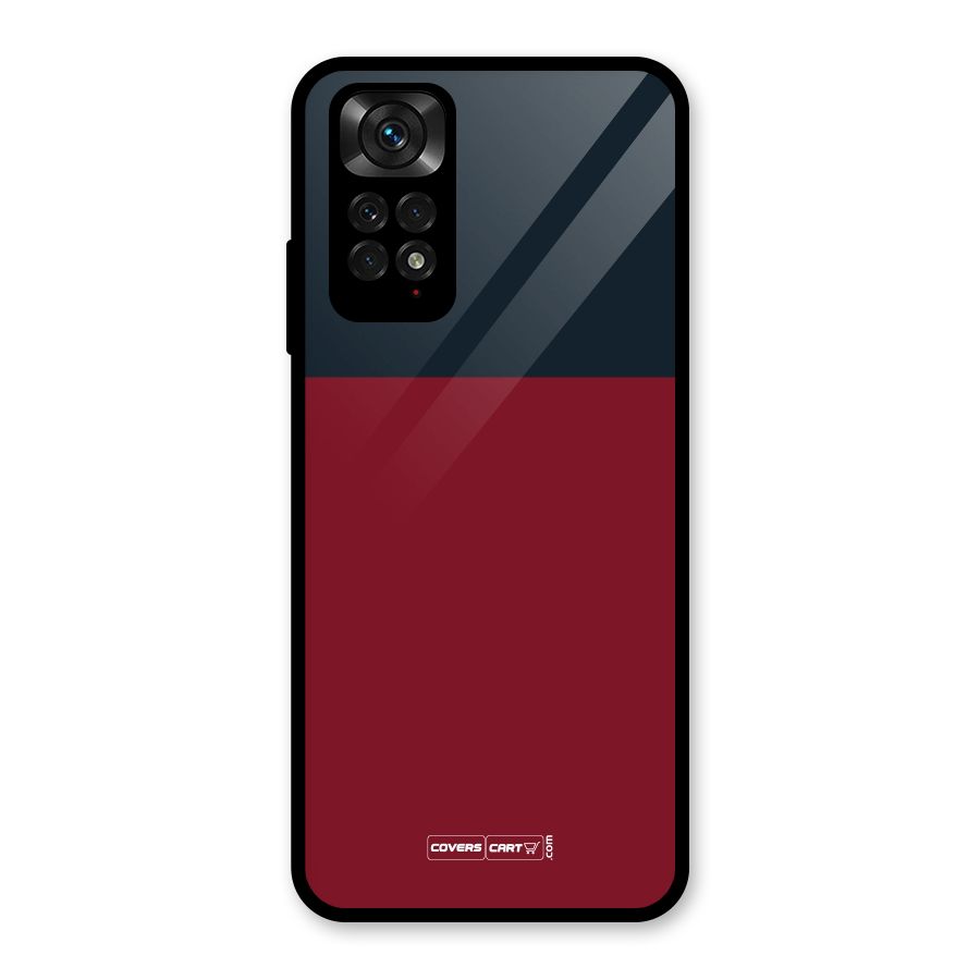 Maroon and Navy Blue Glass Back Case for Redmi Note 11S