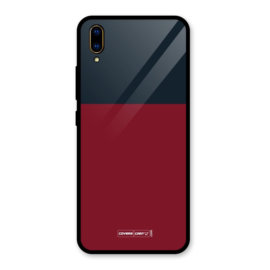 Maroon and Navy Blue Glass Back Case for Vivo V11 Pro