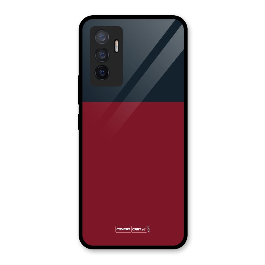 Maroon and Navy Blue Glass Back Case for Vivo V23e