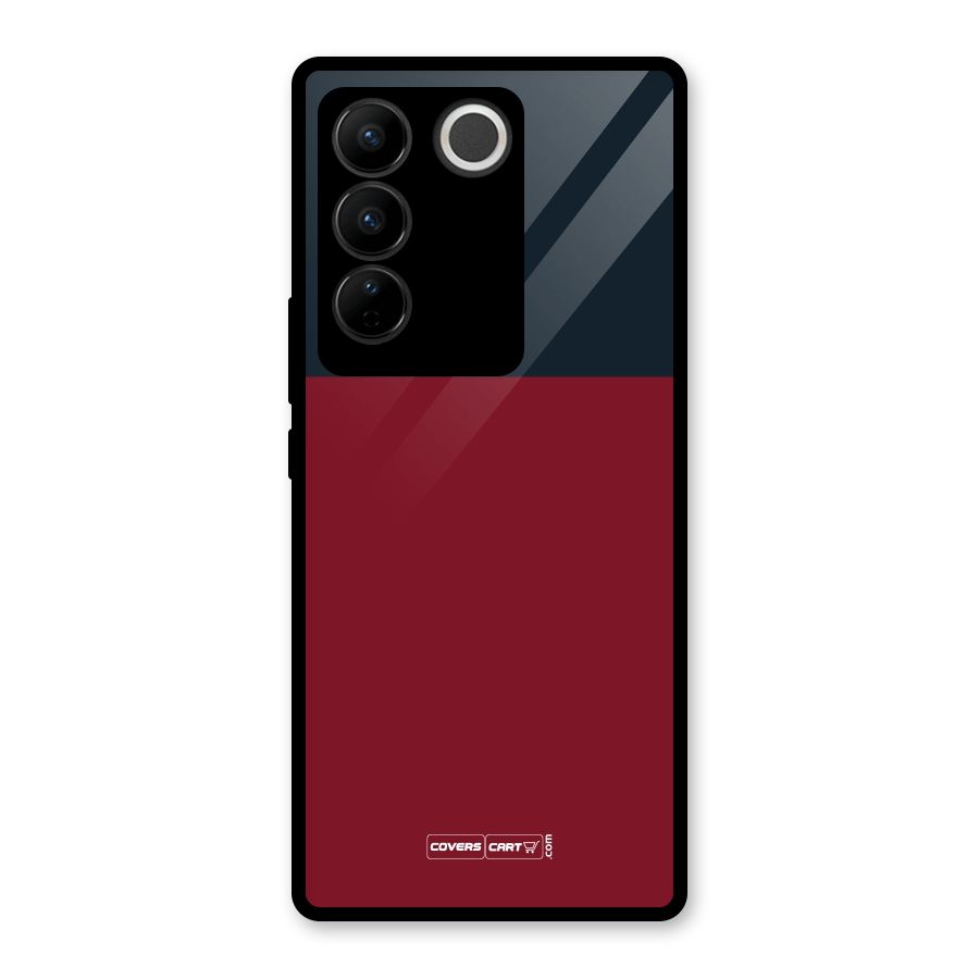 Maroon and Navy Blue Glass Back Case for Vivo V27